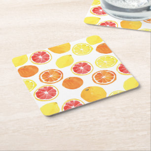 Waterverf Citrus Fruit Pattern Kartonnen Onderzetters