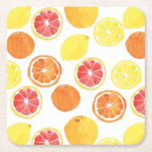 Waterverf Citrus Fruit Pattern Kartonnen Onderzetters (Voorkant)