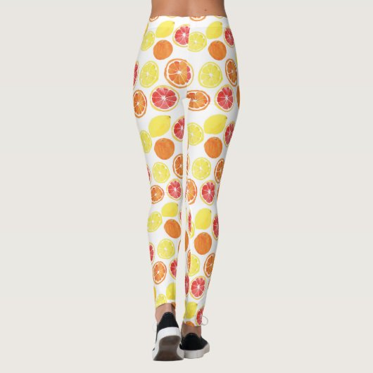 Waterverf Citrus Fruit Pattern Leggings (Achterkant)