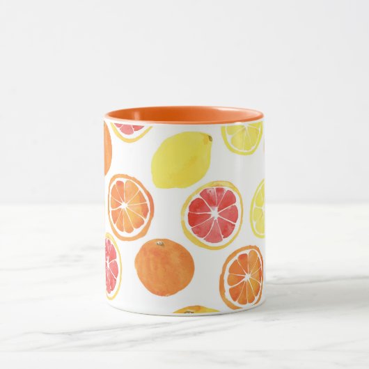 Waterverf Citrus Fruit Pattern Mok (Midden)