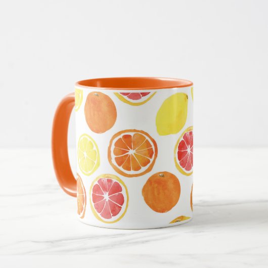 Waterverf Citrus Fruit Pattern Mok (Voorkant links)