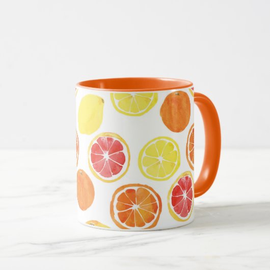 Waterverf Citrus Fruit Pattern Mok (Voorkant rechts)
