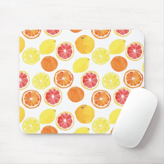 Waterverf Citrus Fruit Pattern Muismat (Met muis)