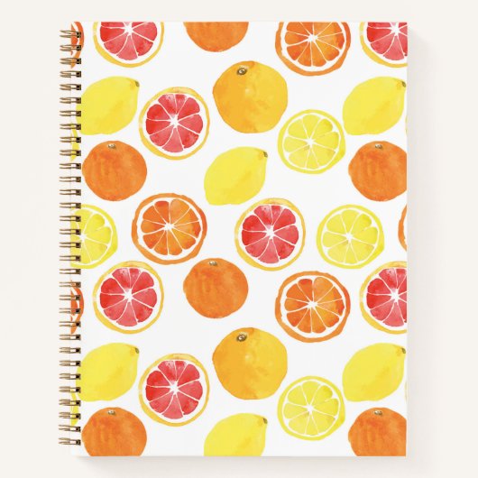 Waterverf Citrus Fruit Pattern Notitieboek (Voorkant)