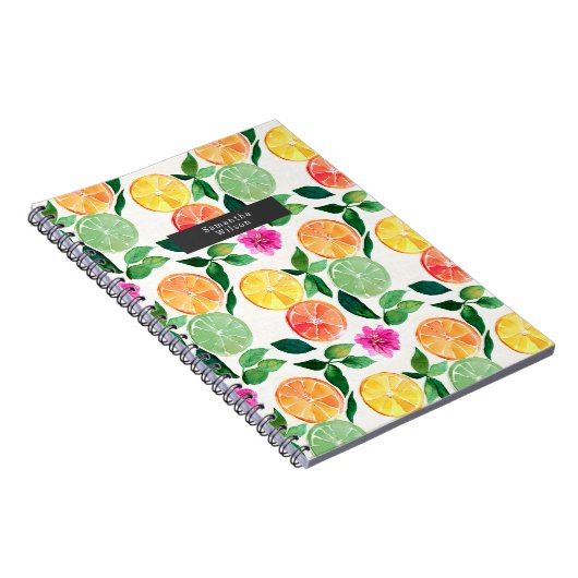 Waterverf Citrus Fruit Pattern Notitieboek (Rechterzijde)