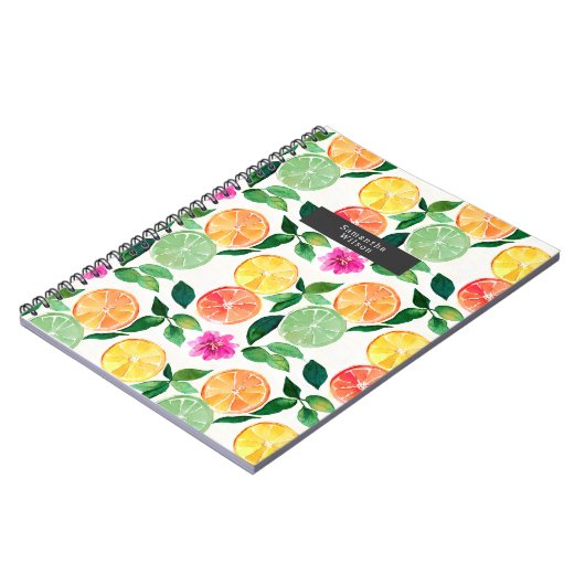 Waterverf Citrus Fruit Pattern Notitieboek (Linkerzijde)