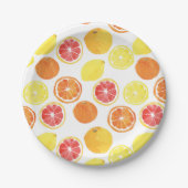 Waterverf Citrus Fruit Pattern Papieren Bordje (Voorkant)