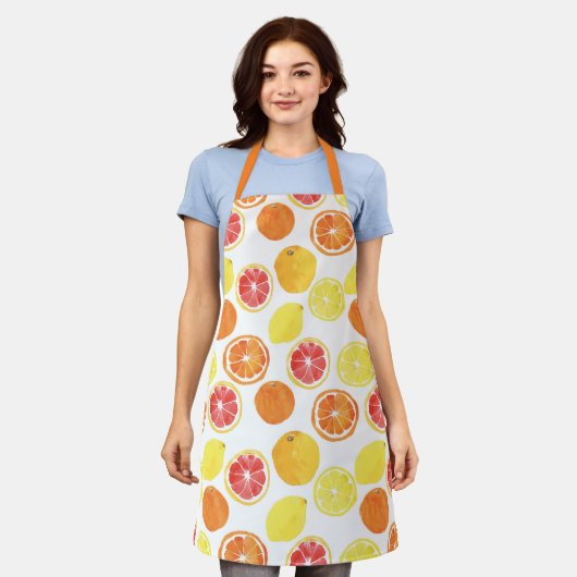 Waterverf Citrus Fruit Pattern Schort (Gedragen)