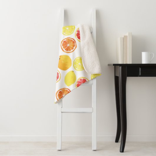Waterverf Citrus Fruit Pattern Sherpa Deken (In situ)
