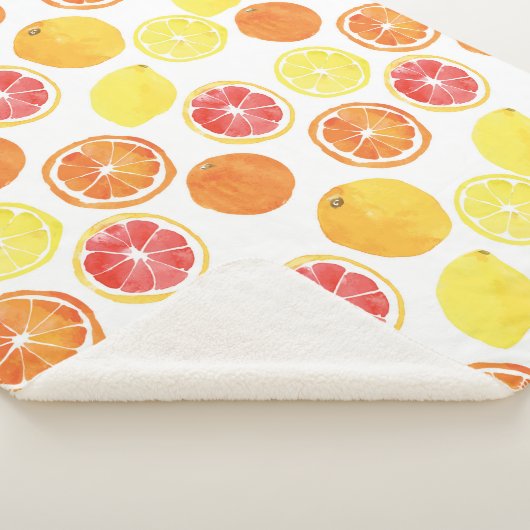 Waterverf Citrus Fruit Pattern Sherpa Deken (3/4)