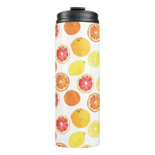 Waterverf Citrus Fruit Pattern Thermosbeker (Voorkant)