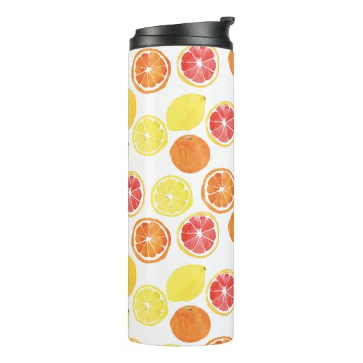 Waterverf Citrus Fruit Pattern Thermosbeker (Gedraaid links)