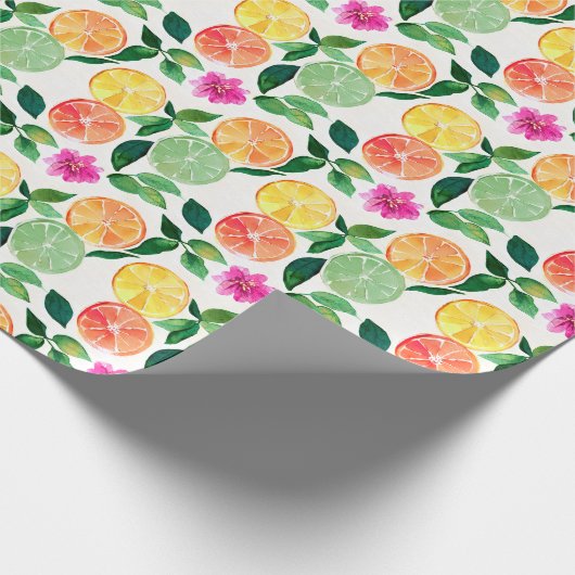 Waterverf Citrus fruits botanisch patroon Cadeaupapier (Hoek)