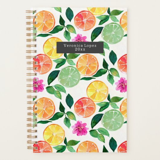 Waterverf Citrus fruits botanisch patroon Planner (Voorkant)
