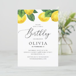 Waterverf citrus garden lemon kinderen verjaardag kaart