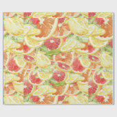Waterverf Citrus Grapefruit Lemon & Sinaasappel Cadeaupapier (Vlak)