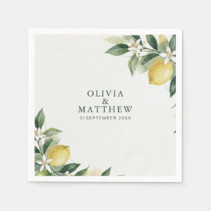 Waterverf Citrus Groen Citroen Botanische Bruiloft Servet