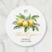 Waterverf Citrus Lemon Baby shower Bedankjes Labels (Voorkant)