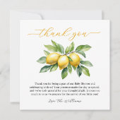 Waterverf Citrus Lemon Baby shower Bedankkaart (Voorkant)