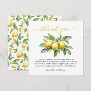 Waterverf Citrus Lemon Baby shower Bedankkaart