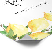 Waterverf Citrus Lemon Baby shower Favors Sign Poster (Hoek)