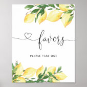 Waterverf Citrus Lemon Baby shower Favors Sign Poster (Voorkant)