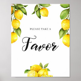 Waterverf Citrus Lemon Baby shower Favors Sign Poster