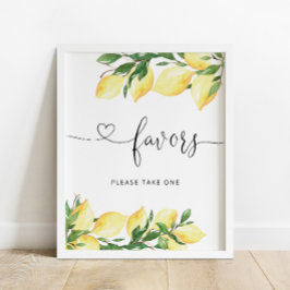 Waterverf Citrus Lemon Baby shower Favors Sign Poster