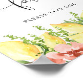 Waterverf Citrus Lemon Baby shower Favors Sign Poster (Hoek)