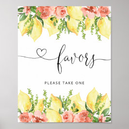Waterverf Citrus Lemon Baby shower Favors Sign Poster