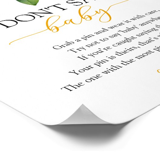 Waterverf Citrus Lemon Baby shower Game Poster (Hoek)