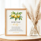 Waterverf Citrus Lemon Baby shower Game Poster