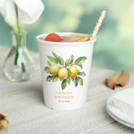 Waterverf Citrus Lemon Baby shower Papieren Bekers