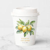 Waterverf Citrus Lemon Baby shower Papieren Bekers (Achterkant)