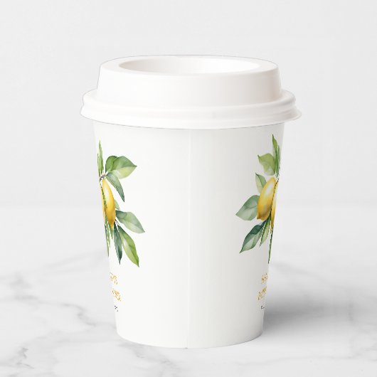 Waterverf Citrus Lemon Baby shower Papieren Bekers (Rechts)