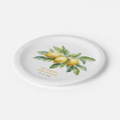 Waterverf Citrus Lemon Baby shower Papieren Bordje (Gekanteld)