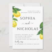 Waterverf citrus lemon bruiloft repetitie diner kaart (Voorkant)