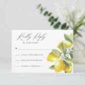 Waterverf Citrus Lemon Bruiloft RSVP Kaartje (Staand voorkant)