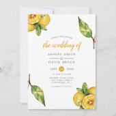 Waterverf Citrus Lemon huwelijksuitnodiging Kaart (Voorkant)