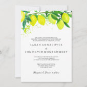 Waterverf Citrus/Lemon huwelijksuitnodiging Kaart (Voorkant)