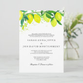 Waterverf Citrus/Lemon huwelijksuitnodiging Kaart (Staand voorkant)