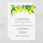 Waterverf Citrus/Lemon huwelijksuitnodiging Kaart (Voorkant / Achterkant)