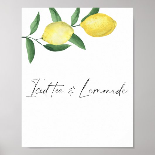 Waterverf Citrus Lemon - ijsthee en limonade Poster (Voorkant)