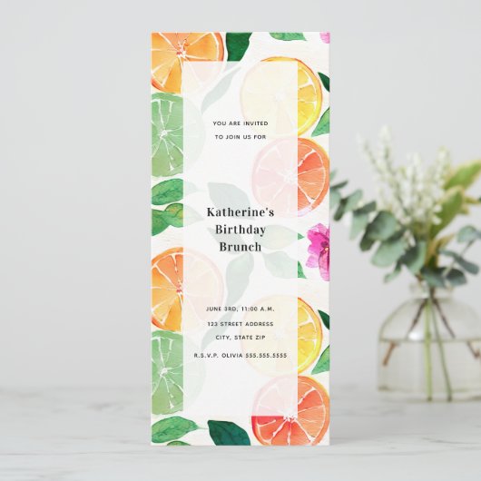 Waterverf Citrus Lemon Limoen Bloemen Generieke Pa Kaart (Staand voorkant)