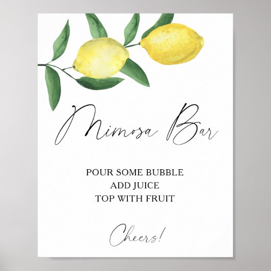 Waterverf Citrus Lemon - Mimosa Bar Poster (Voorkant)