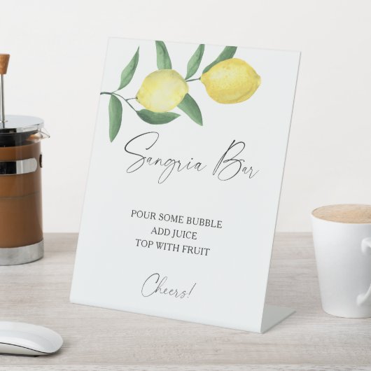 Waterverf citrus lemon - sangria bar reclamebord met voetstuk (Insitu)