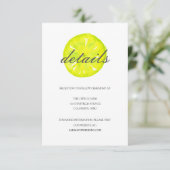 Waterverf Citrus/Lemon Wedding Details Kaart (Staand voorkant)