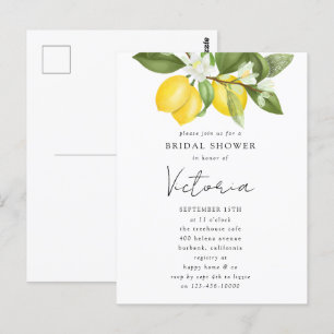Waterverf Citrus Lemons Bridal Shower Briefkaart