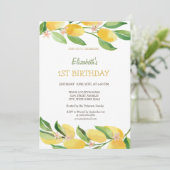 Waterverf Citrus Lemons Flowers Verjaardag Kaart (Staand voorkant)