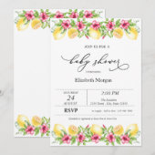 Waterverf Citrus Lemons Hibiscus Baby shower Kaart (Voorkant / Achterkant)